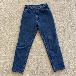 Vintage Wrangler for Women 28 x 29 Blue Denim Mom Jeans High Waisted Tapered Leg